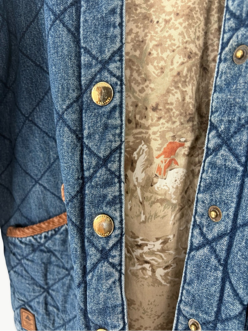 Vintage LRL Ralph Lauren Quilted Denim Chore Barn Jacket Size Small 90s Corduroy - Picture 14 of 16